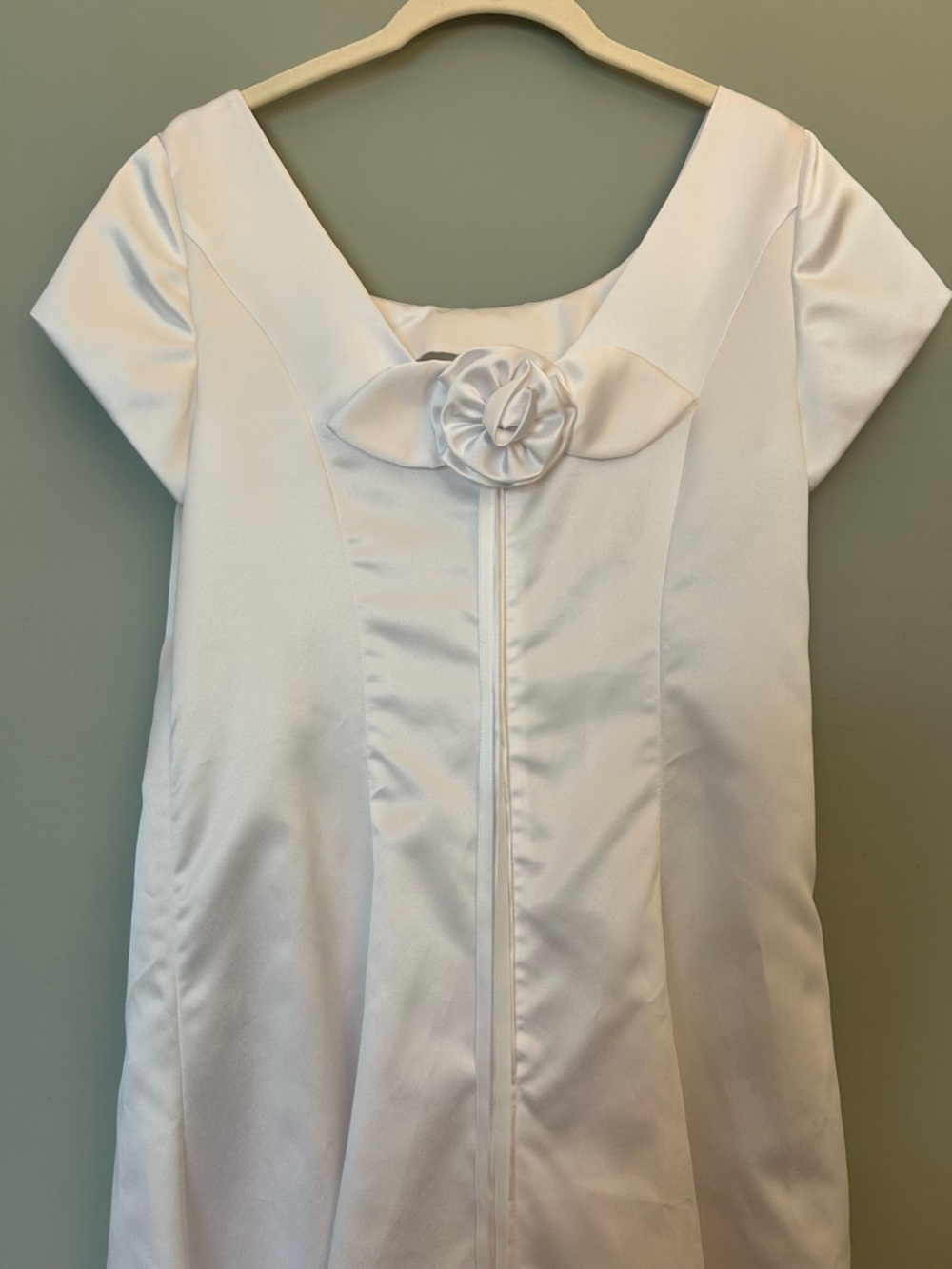 Vintage 80’s White Satin Women’s Gown Homemade Scoop-Neck Full A-Line Skirt - Picture 4 of 11